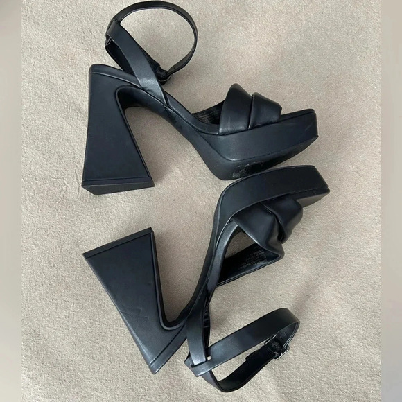 Abound Tracy Black Platform Heeled Sandal Size 8 - Picture 3 of 12